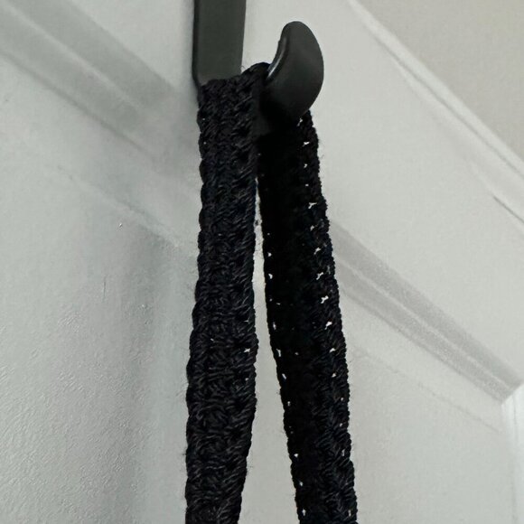 Vintage Handmade Black Crochet Drawstring Bucket Bag Boho Hippie Cottagecore - Picture 8 of 11